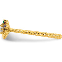 14K Yellow Gold Birthstone Flower Ring with Diamond - Customizable Gemstones by Oro Pregiato