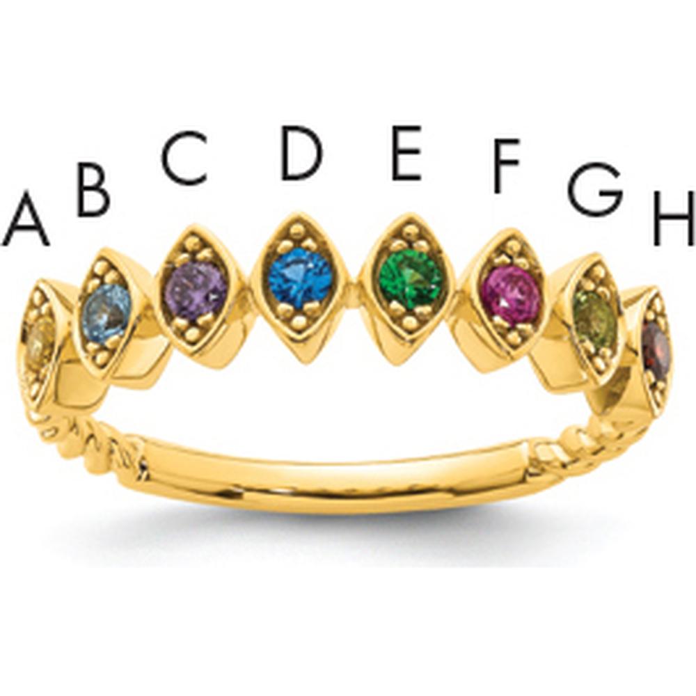 14K Yellow Gold Birthstone Mother's Ring Mounting with Eight Prong Set Gemstones by Oro Pregiato