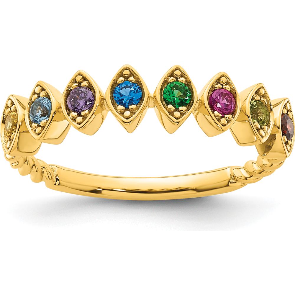 14K Yellow Gold Birthstone Mother's Ring Mounting with Eight Prong Set Gemstones by Oro Pregiato