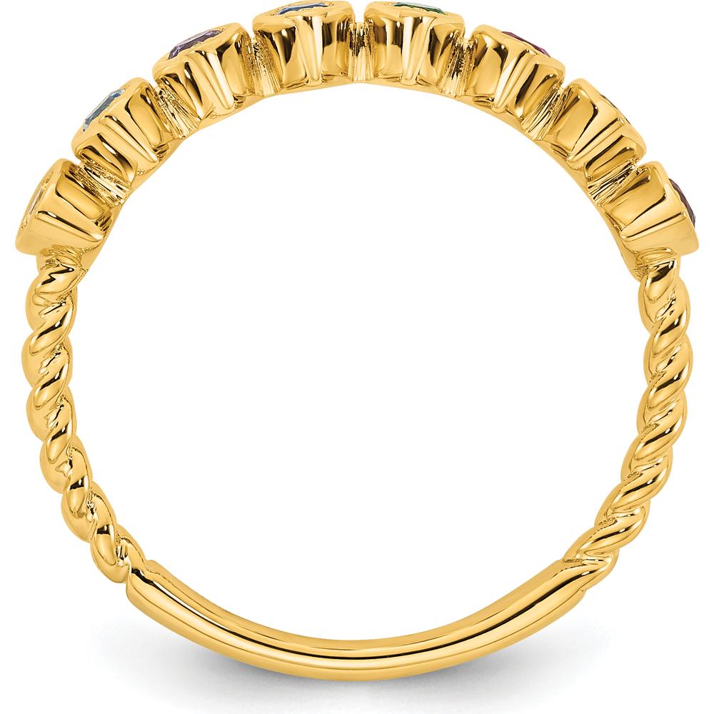 14K Yellow Gold Birthstone Mother's Ring Mounting with Eight Prong Set Gemstones by Oro Pregiato
