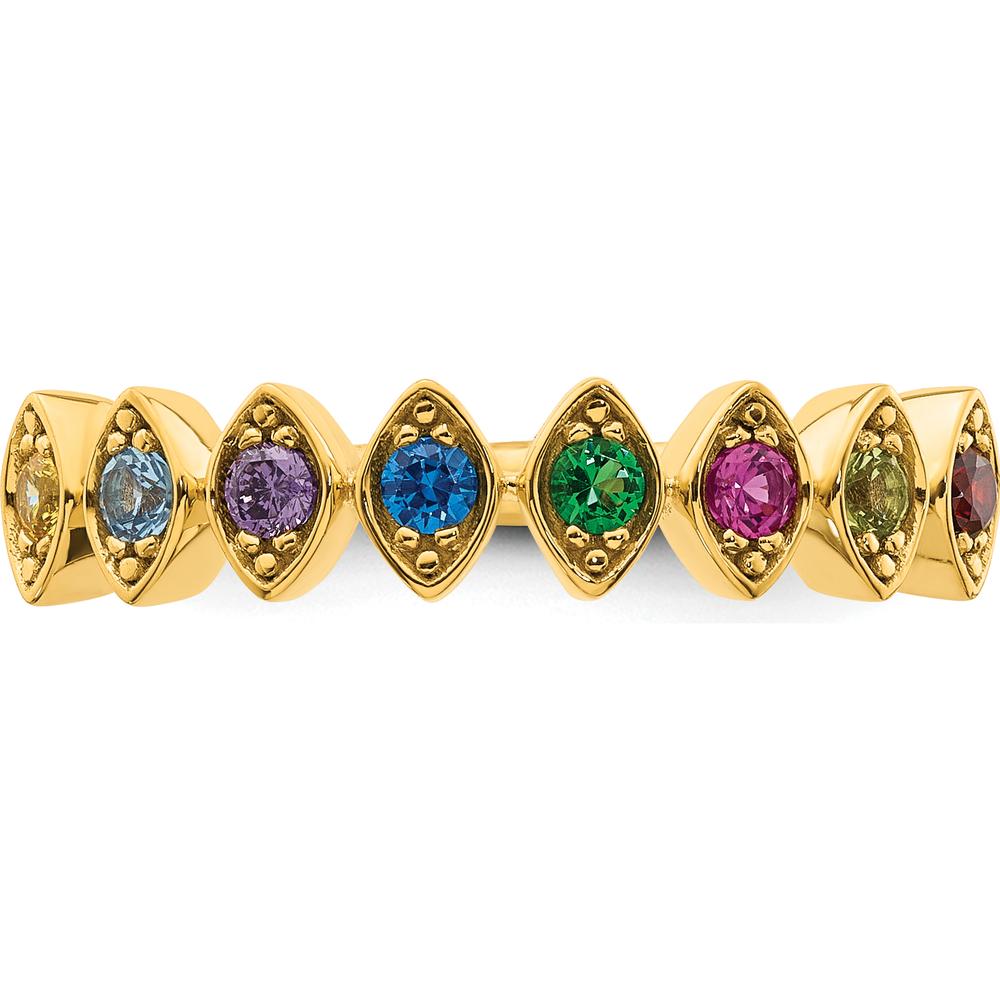 14K Yellow Gold Birthstone Mother's Ring Mounting with Eight Prong Set Gemstones by Oro Pregiato