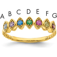 14K Yellow Gold Birthstone Mother's Ring with 7 Marquise Cut Gemstones by Oro Pregiato