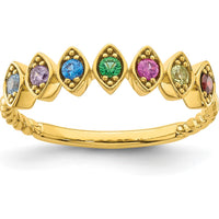 14K Yellow Gold Birthstone Mother's Ring with 7 Marquise Cut Gemstones by Oro Pregiato