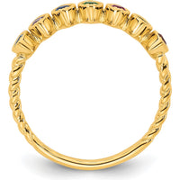 14K Yellow Gold Birthstone Mother's Ring with 7 Marquise Cut Gemstones by Oro Pregiato