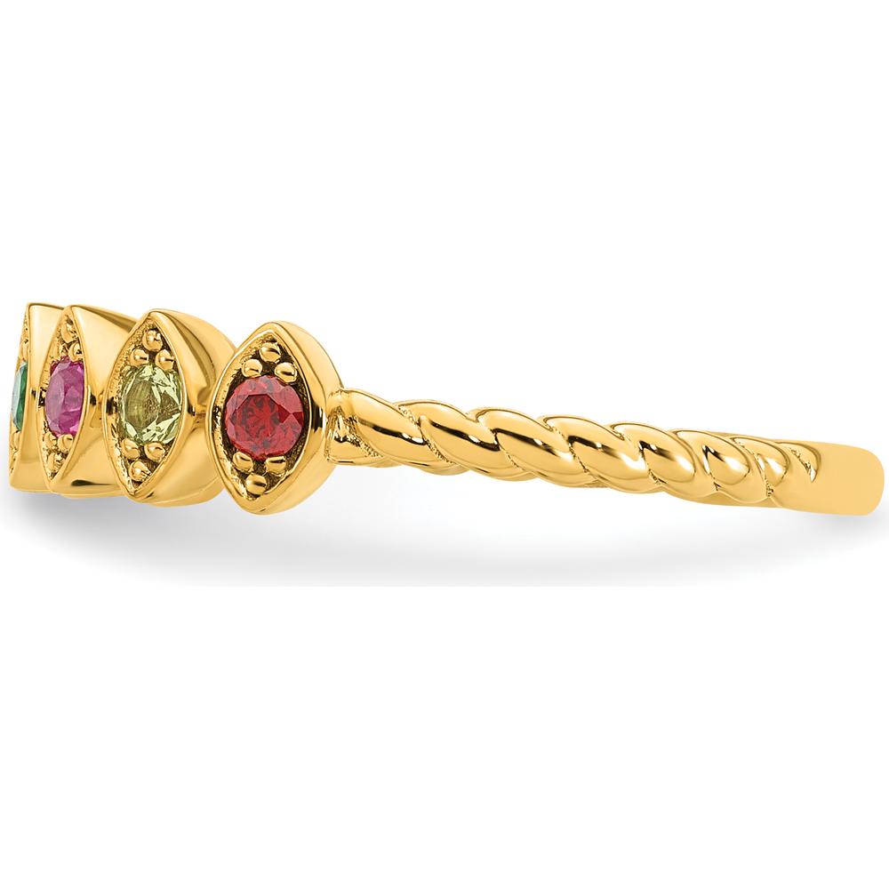 14K Yellow Gold Birthstone Mother's Ring with 7 Marquise Cut Gemstones by Oro Pregiato