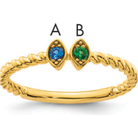 14K Yellow Gold Birthstone Mother's Ring with Marquise-Cut Sapphire and Tsavorite Stones by Oro Pregiato