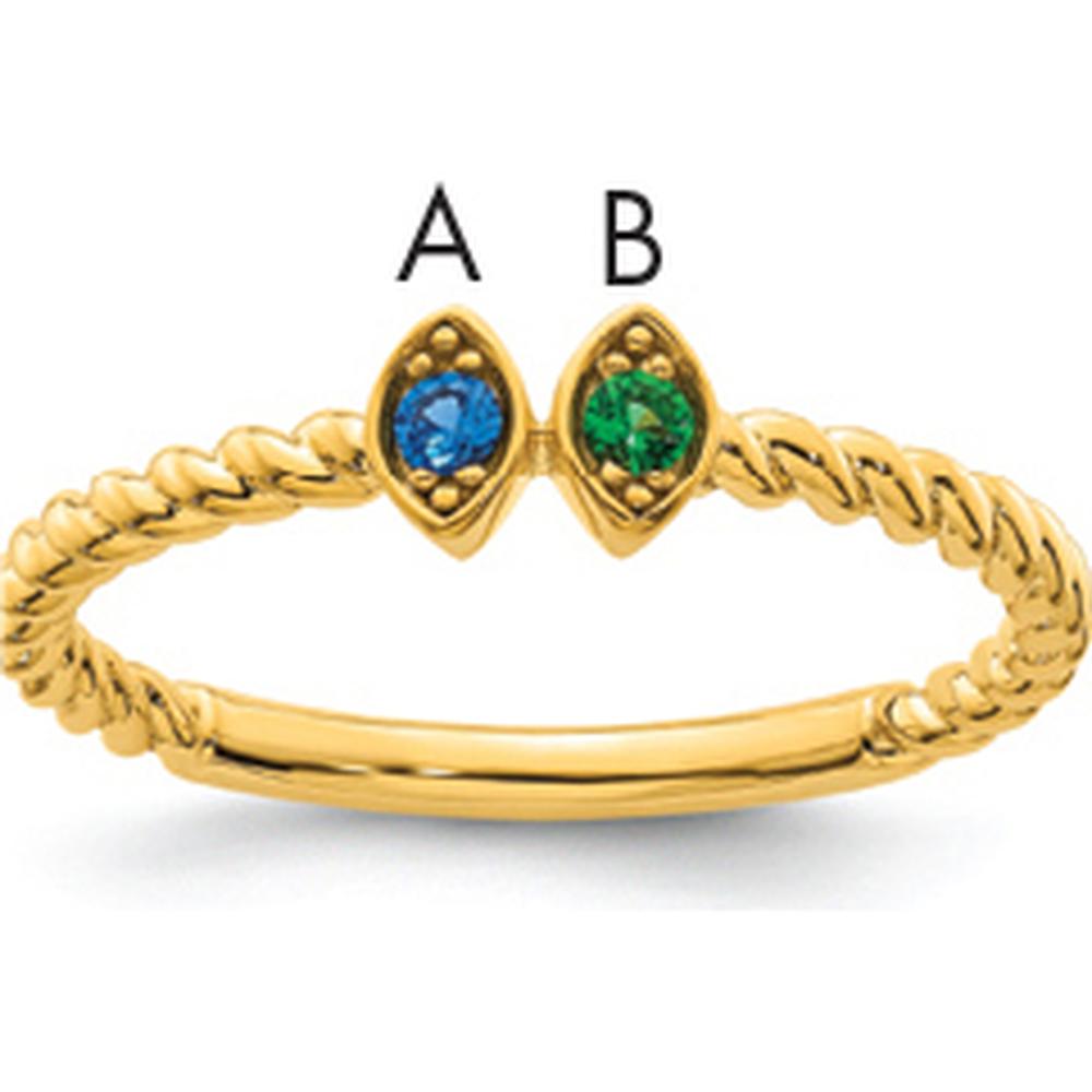14K Yellow Gold Birthstone Mother's Ring with Marquise-Cut Sapphire and Tsavorite Stones by Oro Pregiato