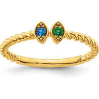 14K Yellow Gold Birthstone Mother's Ring with Marquise-Cut Sapphire and Tsavorite Stones by Oro Pregiato