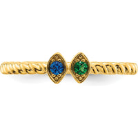 14K Yellow Gold Birthstone Mother's Ring with Marquise-Cut Sapphire and Tsavorite Stones by Oro Pregiato