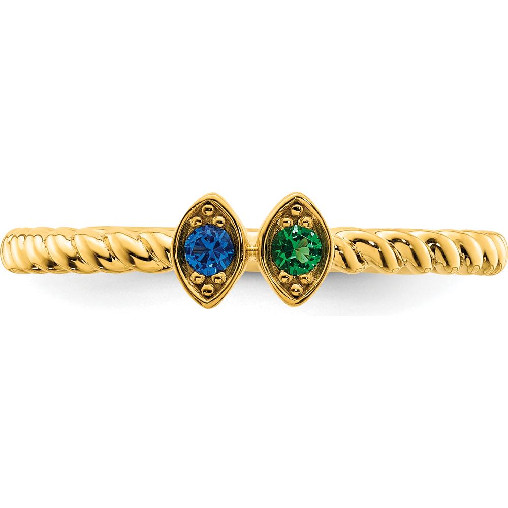 14K Yellow Gold Birthstone Mother's Ring with Marquise-Cut Sapphire and Tsavorite Stones by Oro Pregiato
