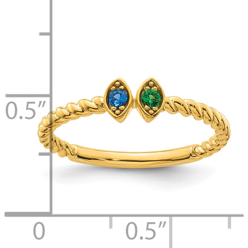 14K Yellow Gold Birthstone Mother's Ring with Marquise-Cut Sapphire and Tsavorite Stones by Oro Pregiato