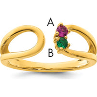 14K Yellow Gold Birthstone Mother's Wrap Ring with Ruby and Emerald Stones by Oro Pregiato