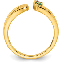 14K Yellow Gold Birthstone Mother's Wrap Ring with Ruby and Emerald Stones by Oro Pregiato