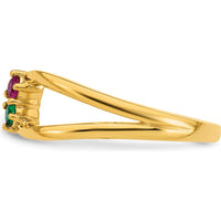 14K Yellow Gold Birthstone Mother's Wrap Ring with Ruby and Emerald Stones by Oro Pregiato