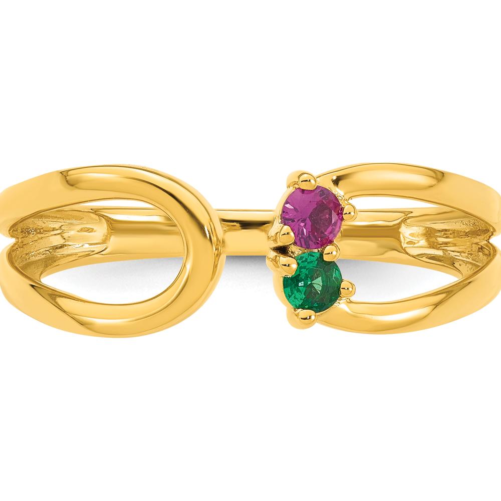 14K Yellow Gold Birthstone Mother's Wrap Ring with Ruby and Emerald Stones by Oro Pregiato