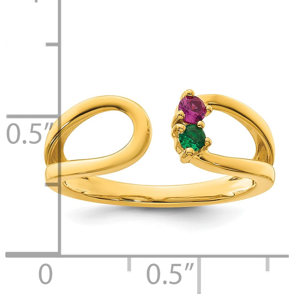 14K Yellow Gold Birthstone Mother's Wrap Ring with Ruby and Emerald Stones by Oro Pregiato