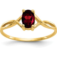 14K Yellow Gold Birthstone Ring with Oval Garnet - 0.60 Carat by Oro Pregiato