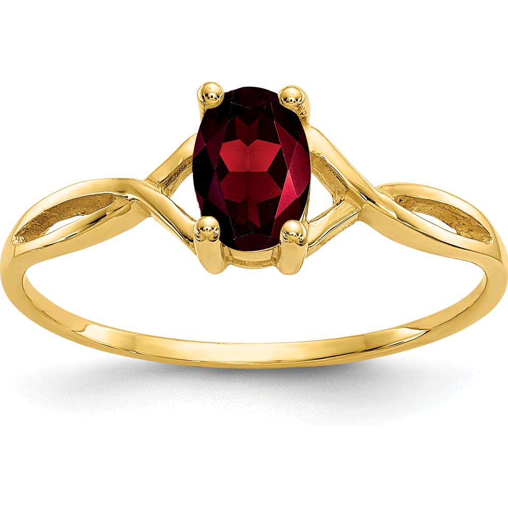 14K Yellow Gold Birthstone Ring with Oval Garnet - 0.60 Carat by Oro Pregiato