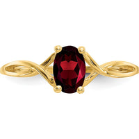 14K Yellow Gold Birthstone Ring with Oval Garnet - 0.60 Carat by Oro Pregiato