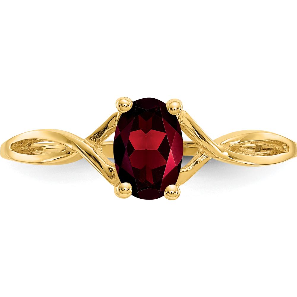 14K Yellow Gold Birthstone Ring with Oval Garnet - 0.60 Carat by Oro Pregiato