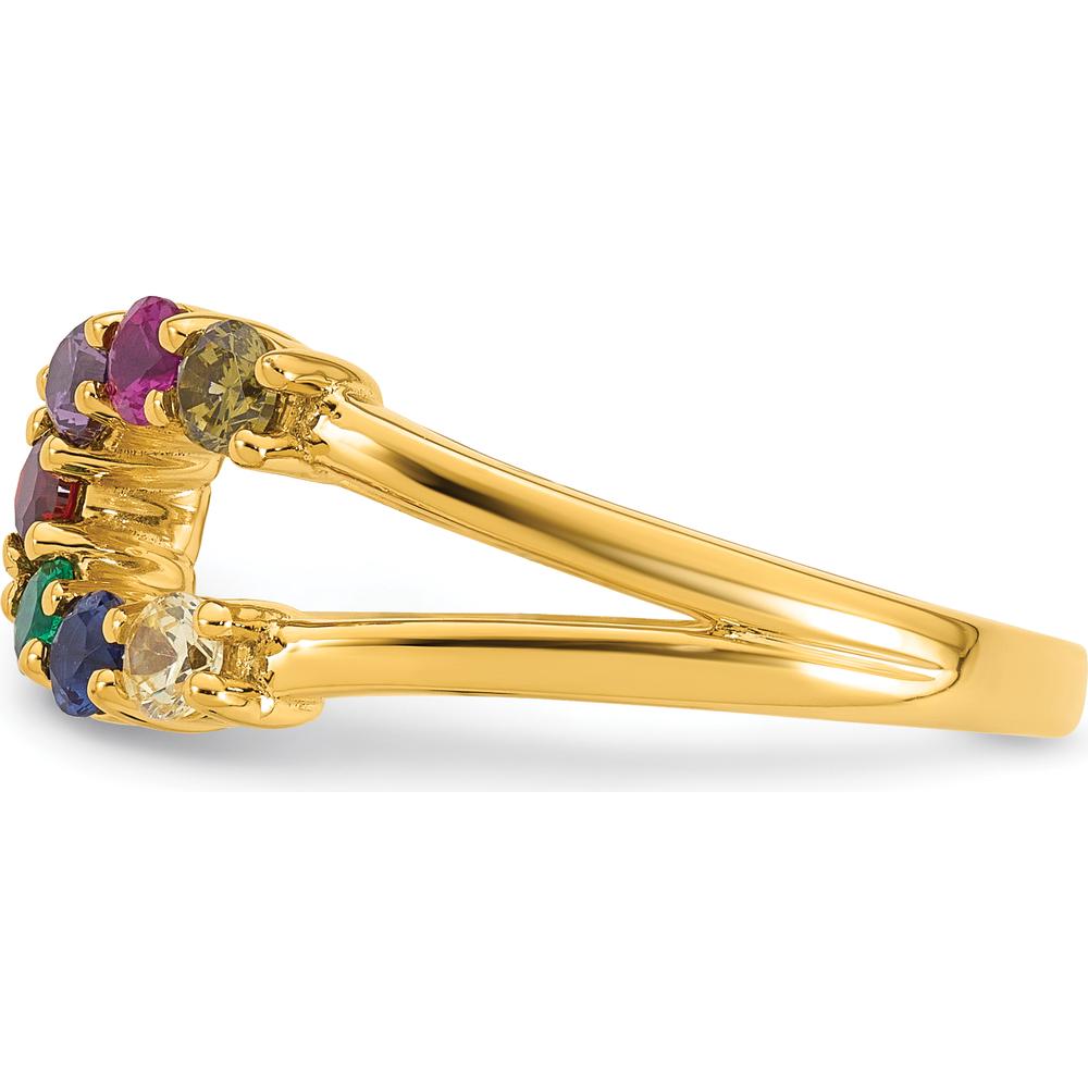 14K Yellow Gold Birthstone Wrap Mother's Ring - Customizable Gemstone Setting for a Personalized Touch by Oro Pregiato