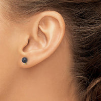 14K Yellow Gold Black Akoya Pearl and Diamond Button Post Earrings - 0.02 Carat Total Diamond Weight by Monteluci Fine Jewelry