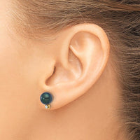 14K Yellow Gold Black Akoya Saltwater Cultured Pearl and Diamond Post Earrings - 0.10 Carat Total Diamond Weight by Monteluci Fine Jewelry