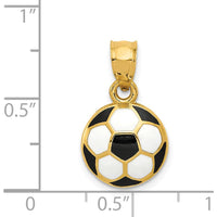 14K Yellow Gold Black and White Enamel Soccer Ball Pendant - 19mm by Oro Pregiato