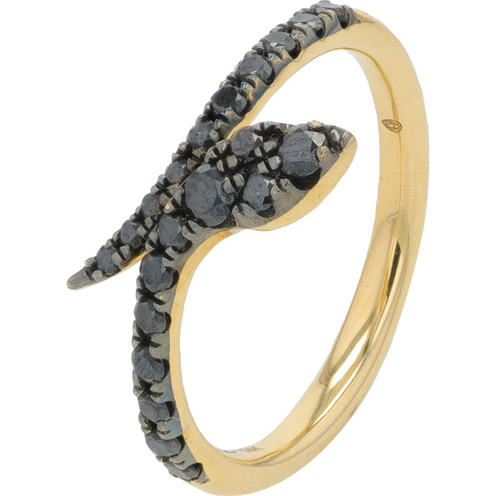 14K Yellow Gold Black Diamond Snake Ring - 0.50 Carat Total Diamond Weight