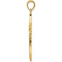 14K Yellow Gold Black Enameled Latin Cross Pendant by Oro Pregiato