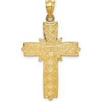 14K Yellow Gold Black Enameled Latin Cross Pendant by Oro Pregiato