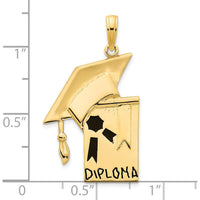 14K Yellow Gold Black Epoxy Graduation Cap and Diploma Pendant - Symbolic Graduation Jewelry by Oro Pregiato