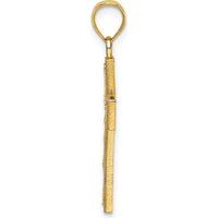 14K Yellow Gold Block Cross Charm Pendant with Textured Back - 22.8mm by Oro Pregiato