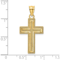14K Yellow Gold Block Cross Charm Pendant with Textured Back - 22.8mm by Oro Pregiato