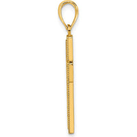 14K Yellow Gold Block Cross Charm with Textured Finish - 29.55mm Length by Oro Pregiato