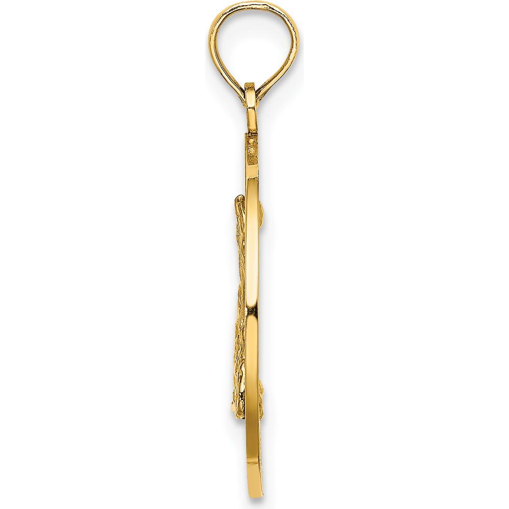 14K Yellow Gold Block Island R.I. Circle Pendant with Polished and Textured Map Design by Oro Pregiato
