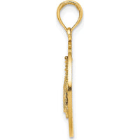 14K Yellow Gold Block Island RI Lighthouse Charm Pendant - Polished Textured Design by Oro Pregiato