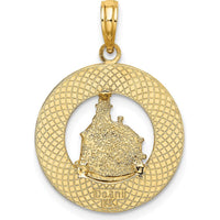 14K Yellow Gold Block Island RI Lighthouse Charm Pendant - Polished Textured Design by Oro Pregiato