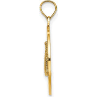 14K Yellow Gold Block Island RI Lighthouse Charm Pendant - Textured Design by Oro Pregiato