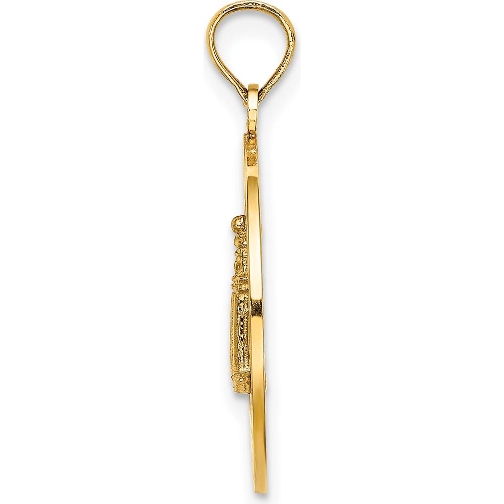 14K Yellow Gold Block Island RI Lighthouse Charm Pendant - Textured Design by Oro Pregiato
