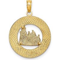 14K Yellow Gold Block Island RI Lighthouse Charm Pendant - Textured Design by Oro Pregiato