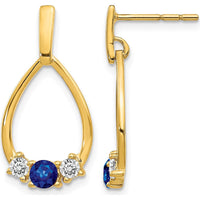 14K Yellow Gold Blue and White Sapphire Post Dangle Earrings - 0.4 Carat Total Sapphire Weight by Monteluci Fine Jewelry