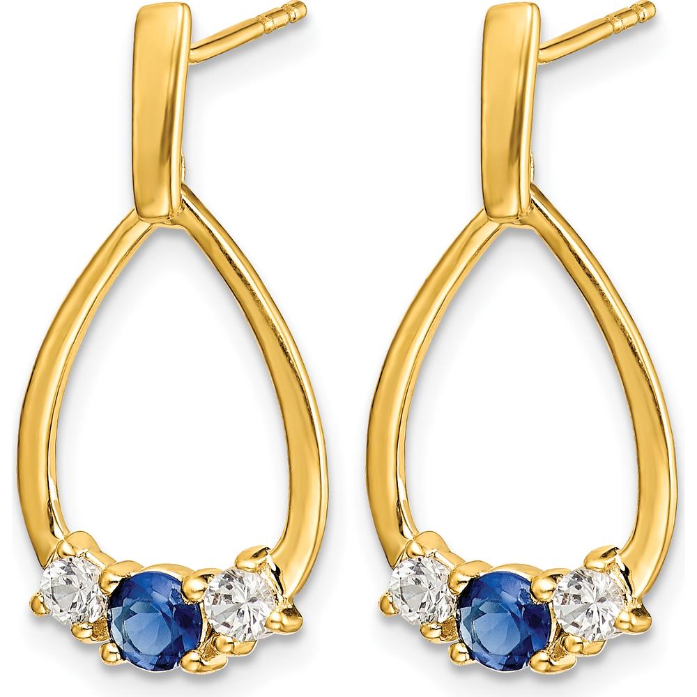 14K Yellow Gold Blue and White Sapphire Post Dangle Earrings - 0.4 Carat Total Sapphire Weight by Monteluci Fine Jewelry