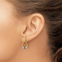 14K Yellow Gold Blue and White Sapphire Post Dangle Earrings - 0.4 Carat Total Sapphire Weight by Monteluci Fine Jewelry