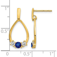 14K Yellow Gold Blue and White Sapphire Post Dangle Earrings - 0.4 Carat Total Sapphire Weight by Monteluci Fine Jewelry