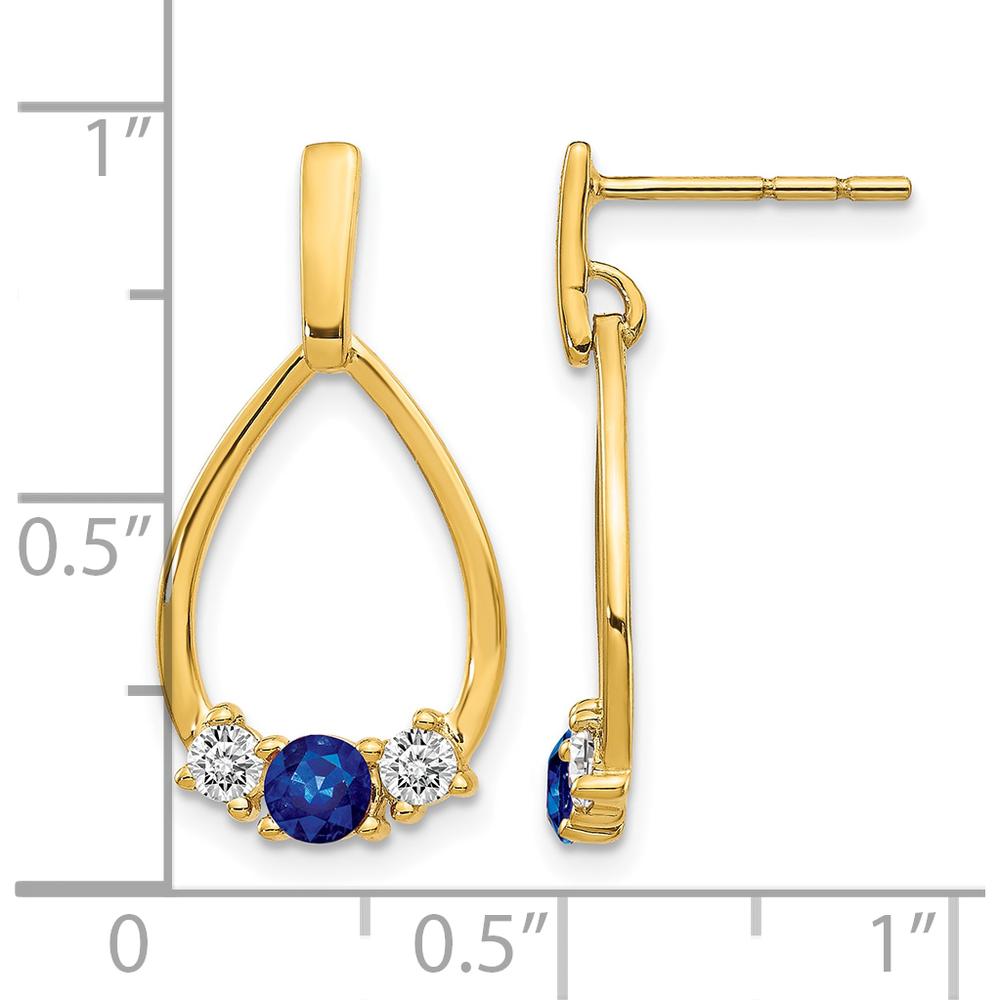 14K Yellow Gold Blue and White Sapphire Post Dangle Earrings - 0.4 Carat Total Sapphire Weight by Monteluci Fine Jewelry