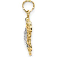 14K Yellow Gold Blue Crab Charm with White Rhodium Finish - 16mm Length by Oro Pregiato