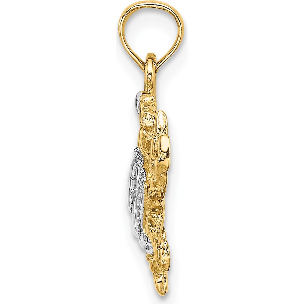 14K Yellow Gold Blue Crab Charm with White Rhodium Finish - 16mm Length by Oro Pregiato