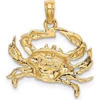 14K Yellow Gold Blue Crab Charm with White Rhodium Finish - 16mm Length by Oro Pregiato