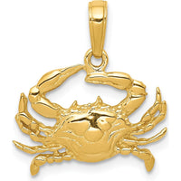 14K Yellow Gold Blue Crab Pendant - Ocean-Inspired Themed Charm by Oro Pregiato